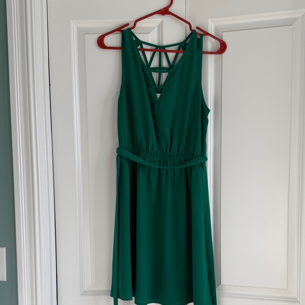 Skies Are Blue Kelly Green Dress (crisscross back!)